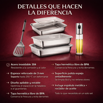 Promo 3x1 Fuentes para Horno con Tapa + Rociador y Espátula de Regalo