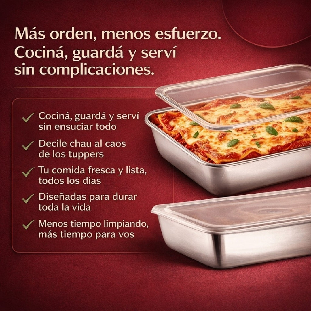 Promo 3x1 Fuentes para Horno con Tapa + Rociador y Espátula de Regalo