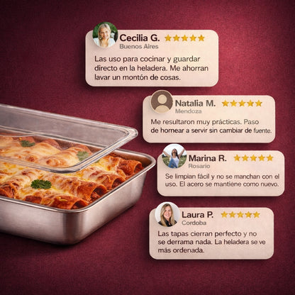 Promo 3x1 Fuentes para Horno con Tapa + Rociador y Espátula de Regalo